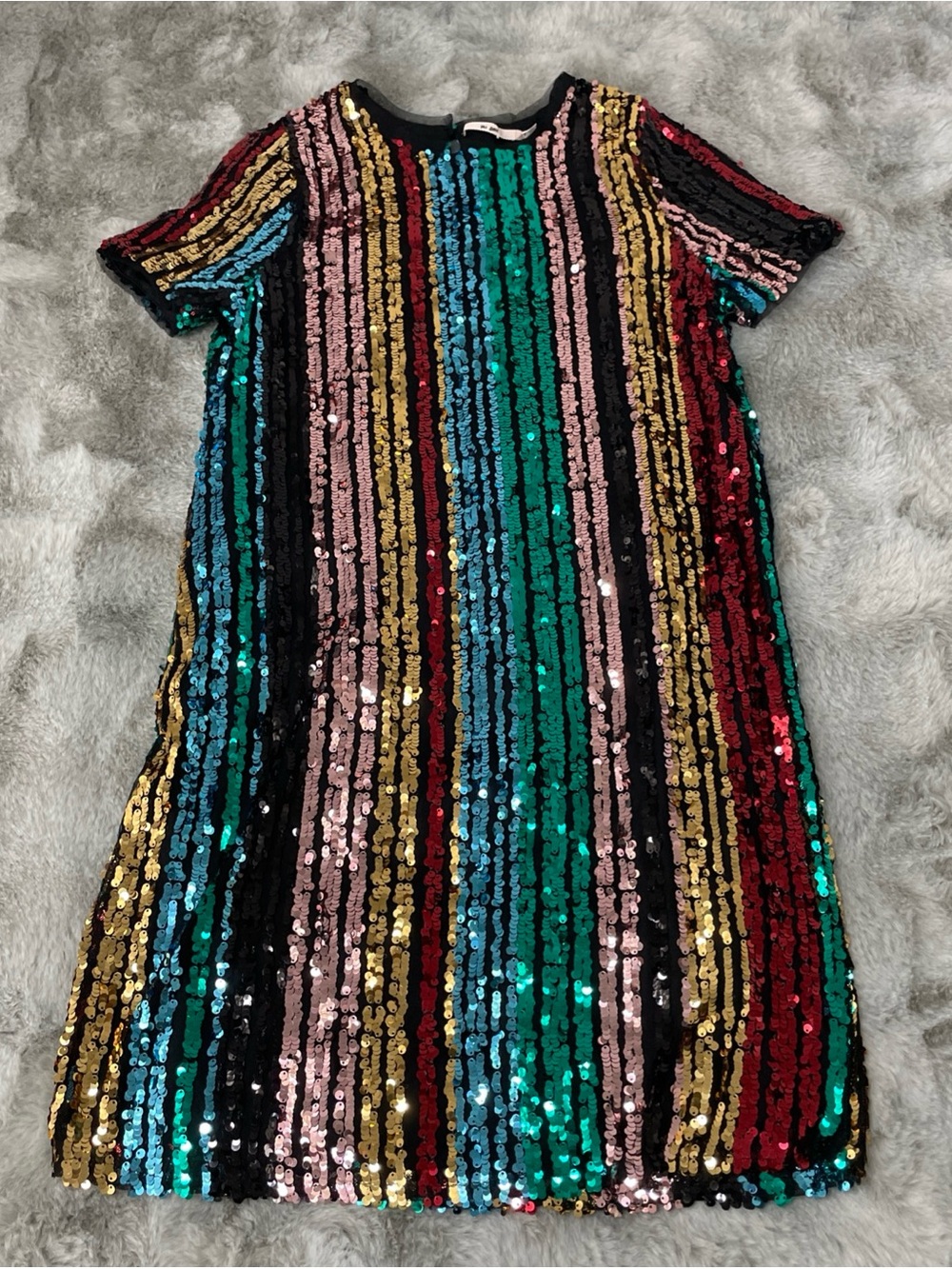 Mi Ami  Multicolor Sequin Striped Mini Dress-0290